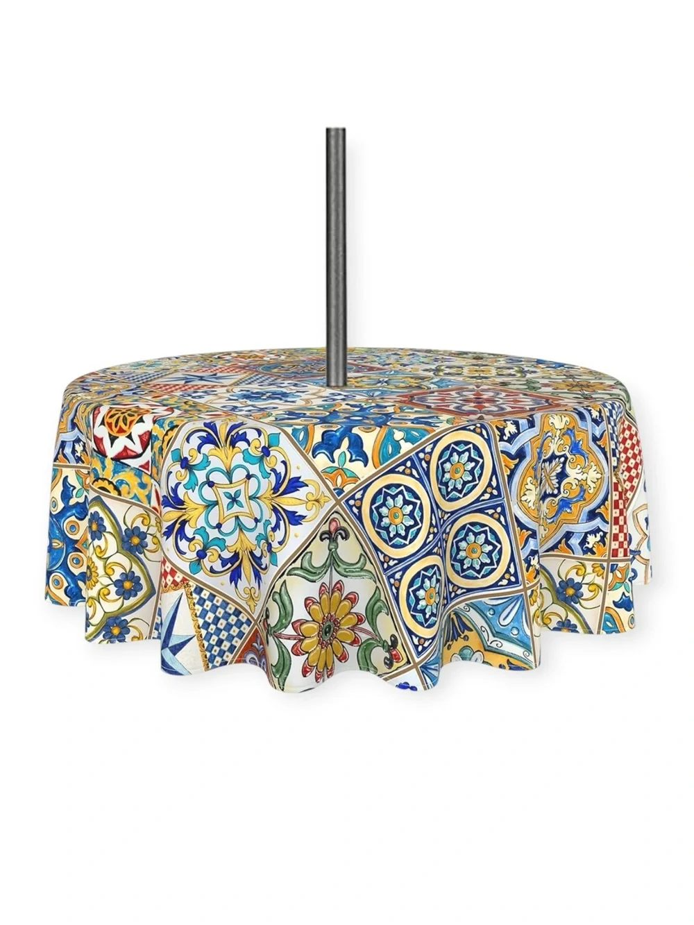 NWT! Mediterranean Tile Print Outside Tablecloth - Multicolor